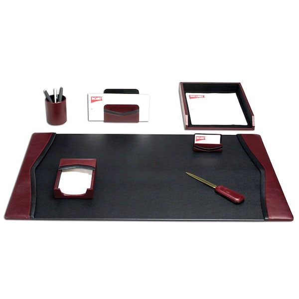 Dacasso Burgundy Contemporary Leather 7-Piece Desk Set DF-7004 - main